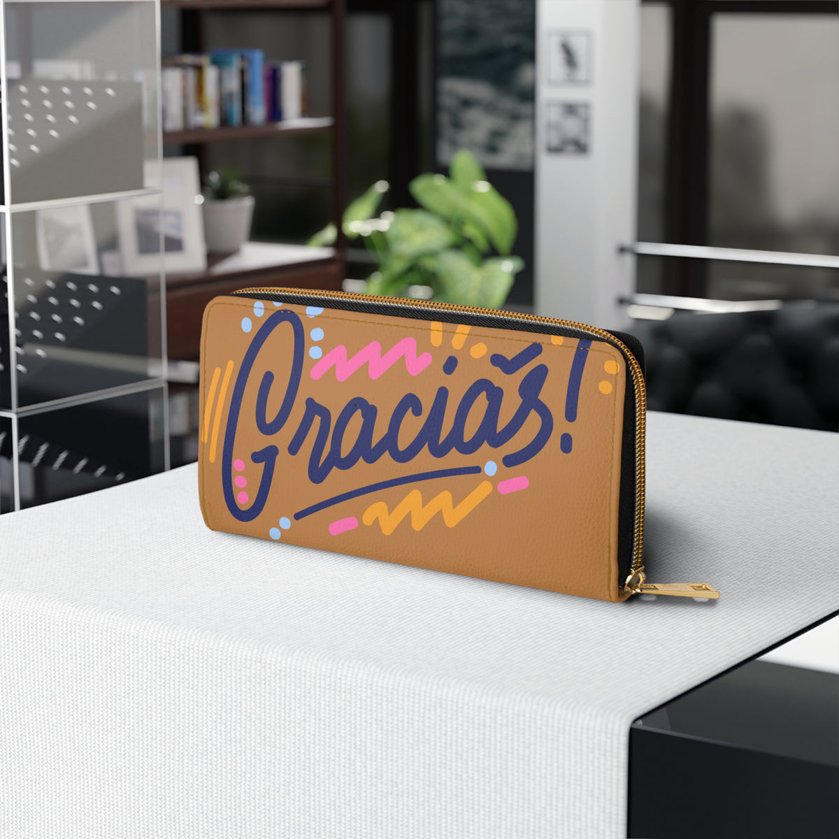 Gracias Zipper Wallet – Colorful Thank You Travel Wallet with Zip Closure