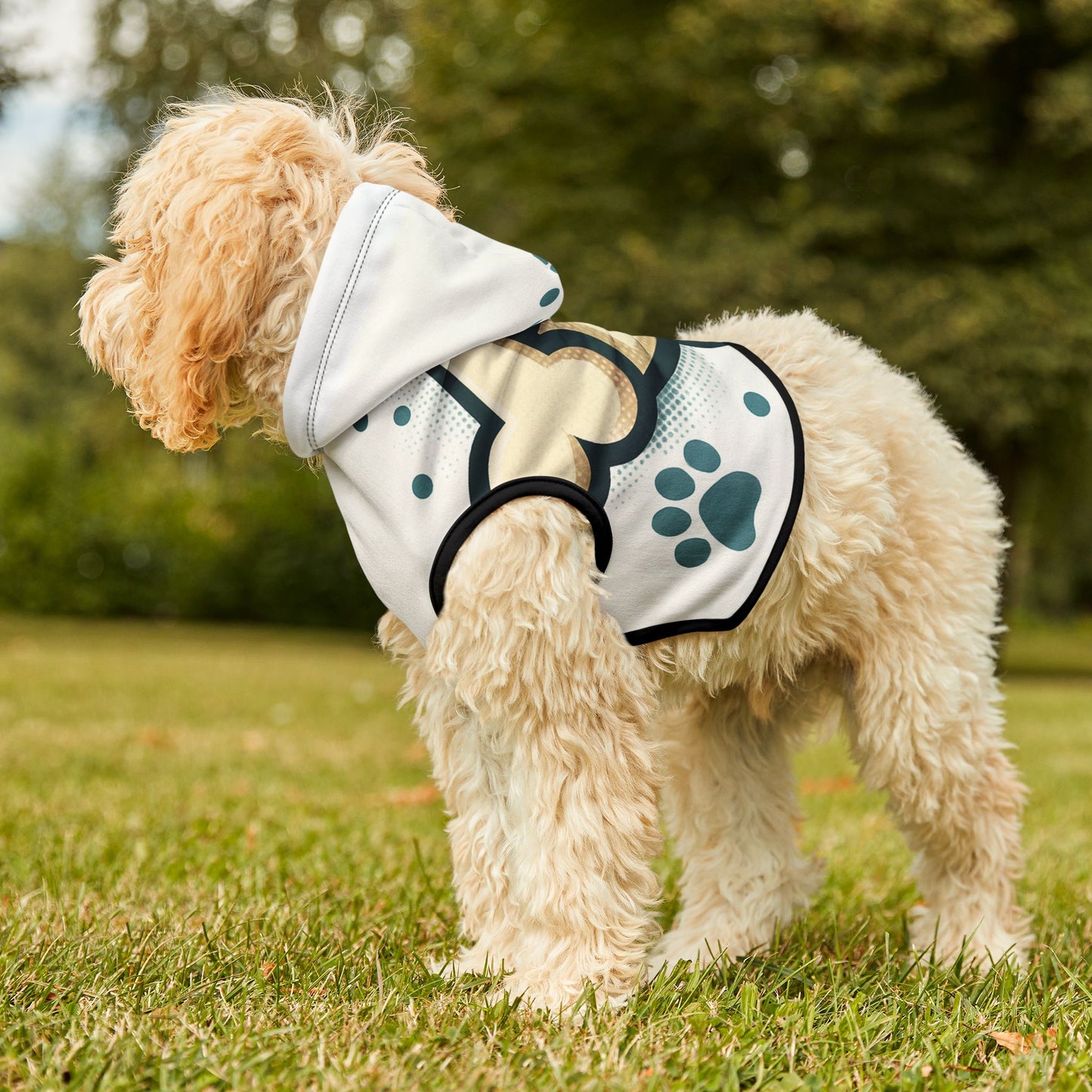 Dog Hoodie — Playful Bones & Paw Print Pet Hoodie