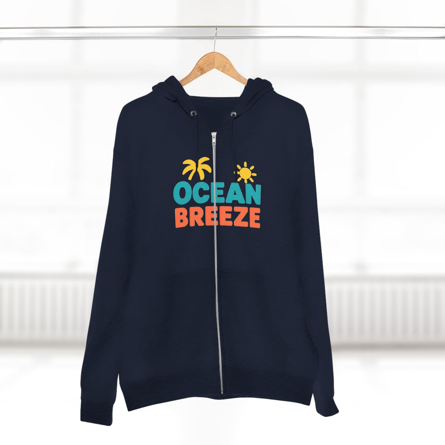 Ocean Breeze Unisex Zip Hoodie, Cozy Lightweight Jacket, Beach Vibes Wear, Summer Evenings Apparel, Ideal Gift for Friends