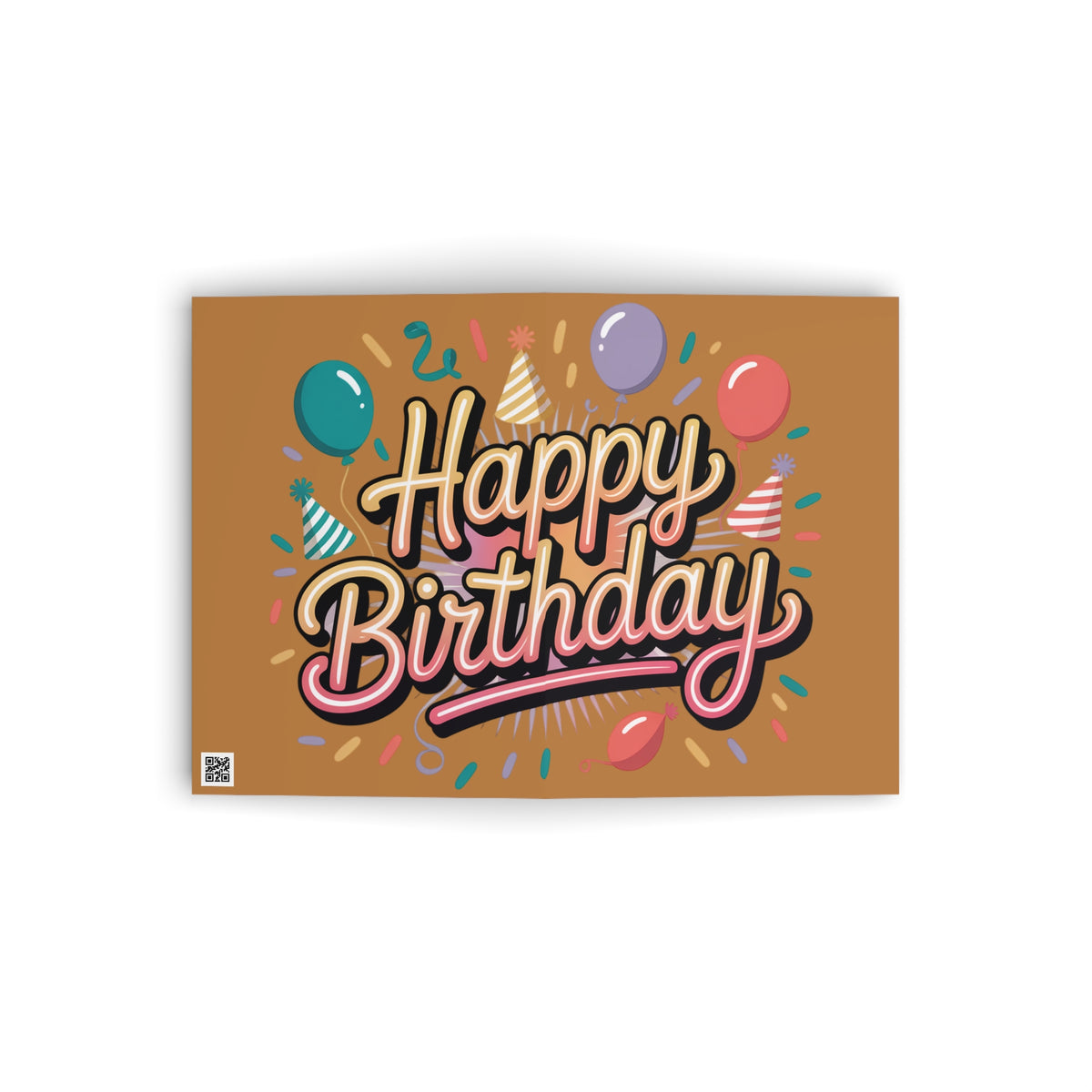 Happy Birthday Greeting Card — Retro Balloon & Confetti Birthday Card
