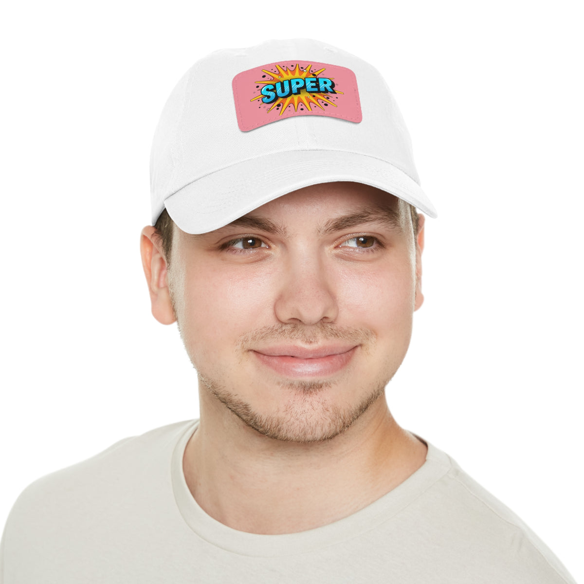 Super Dad Leather Patch Dad Hat — Embroidered 'SUPER' Cap
