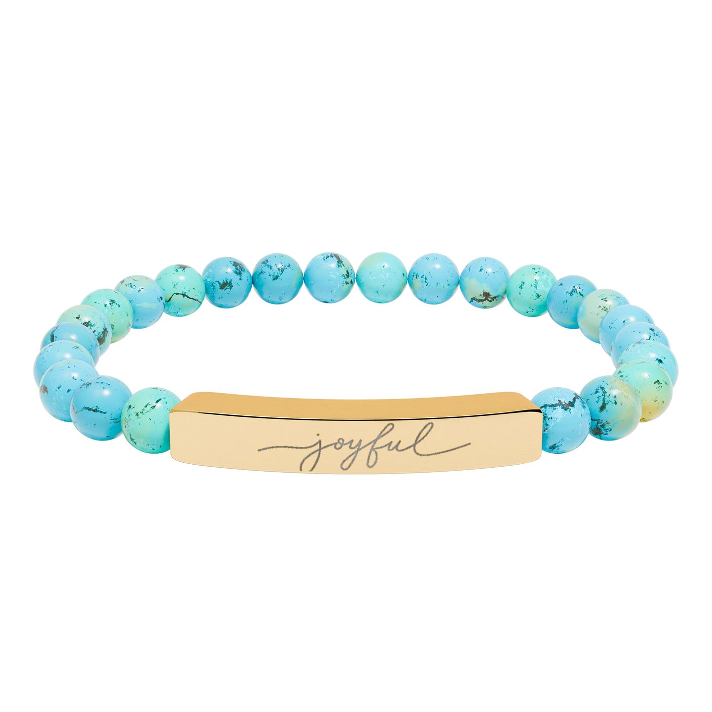 Engraved Natural Stone Stretch Bracelet