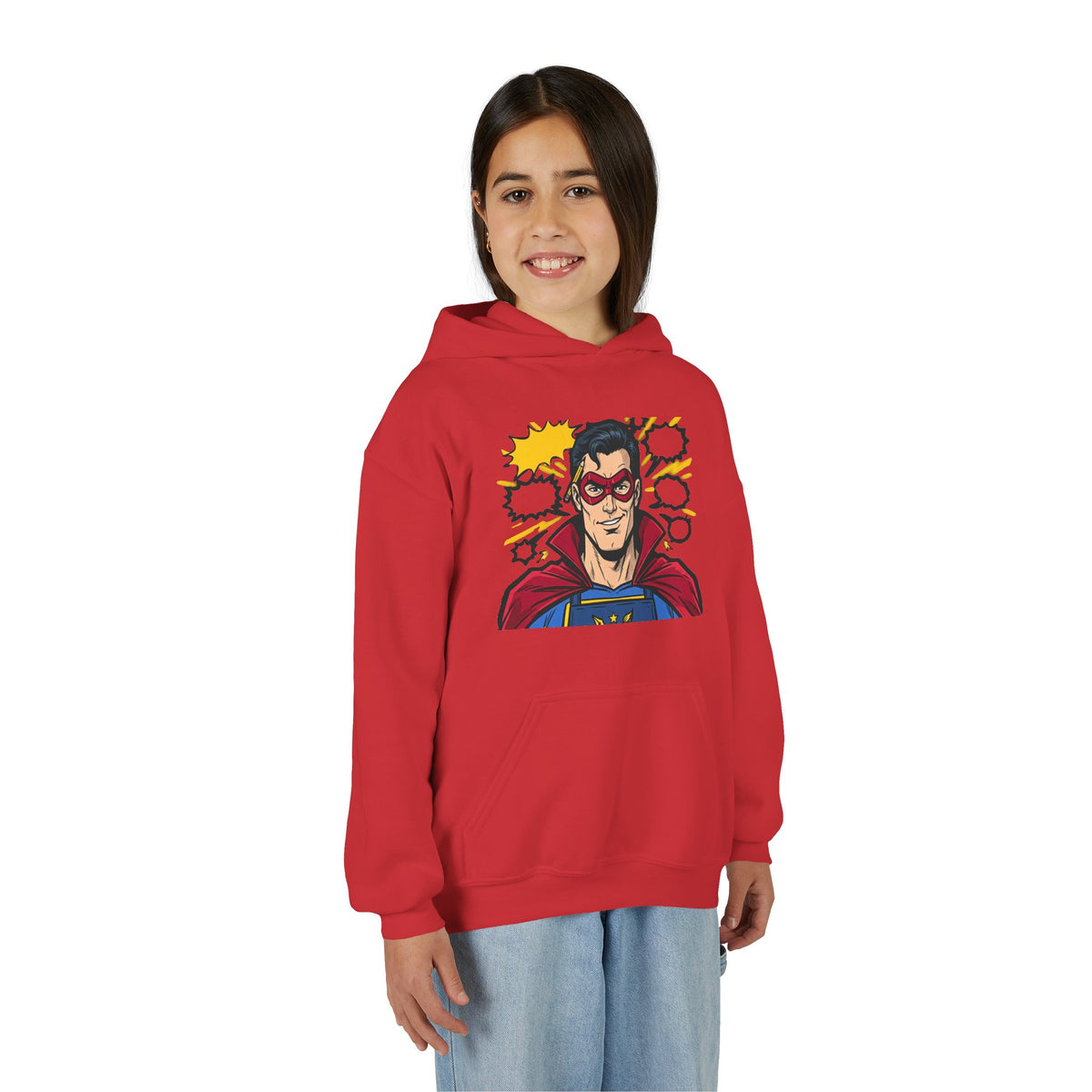 Comic Book Man Youth Hoodie — Graphic Superhero Pullover