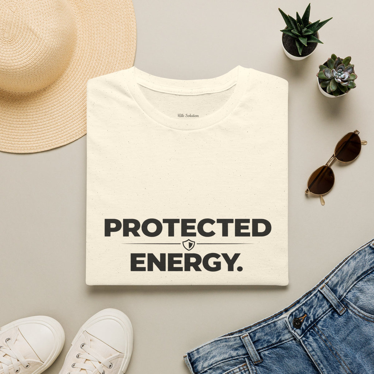 Protected Energy T‑Shirt — Minimalist Spiritual Graphic Tee