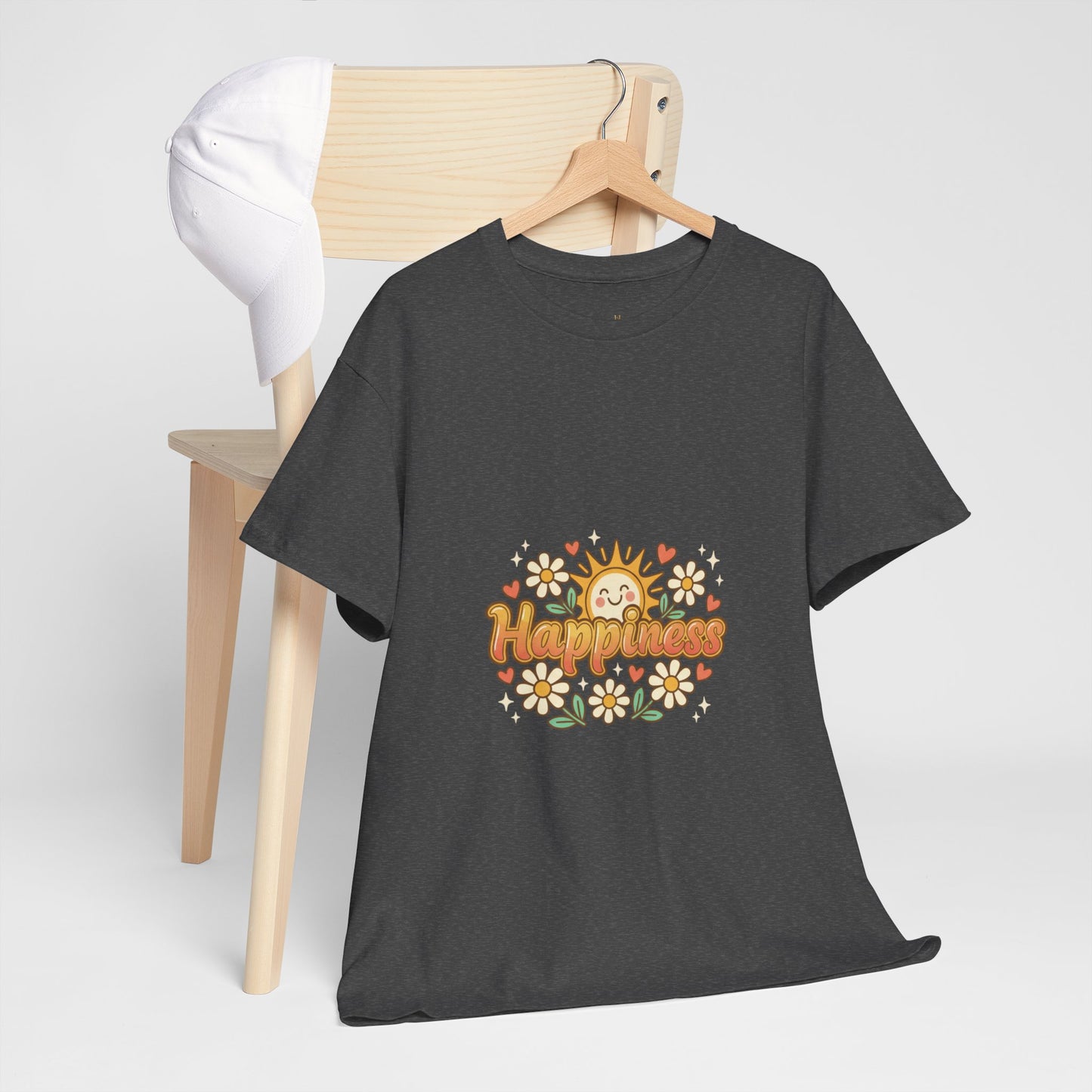 T-Shirt — "Happiness" Retro Sunflower Graphic Tee