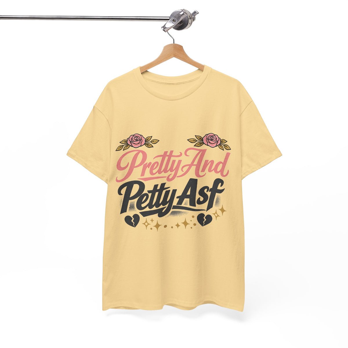 Pretty And Petty Asf Tee — Floral Retro Slogan T‑Shirt