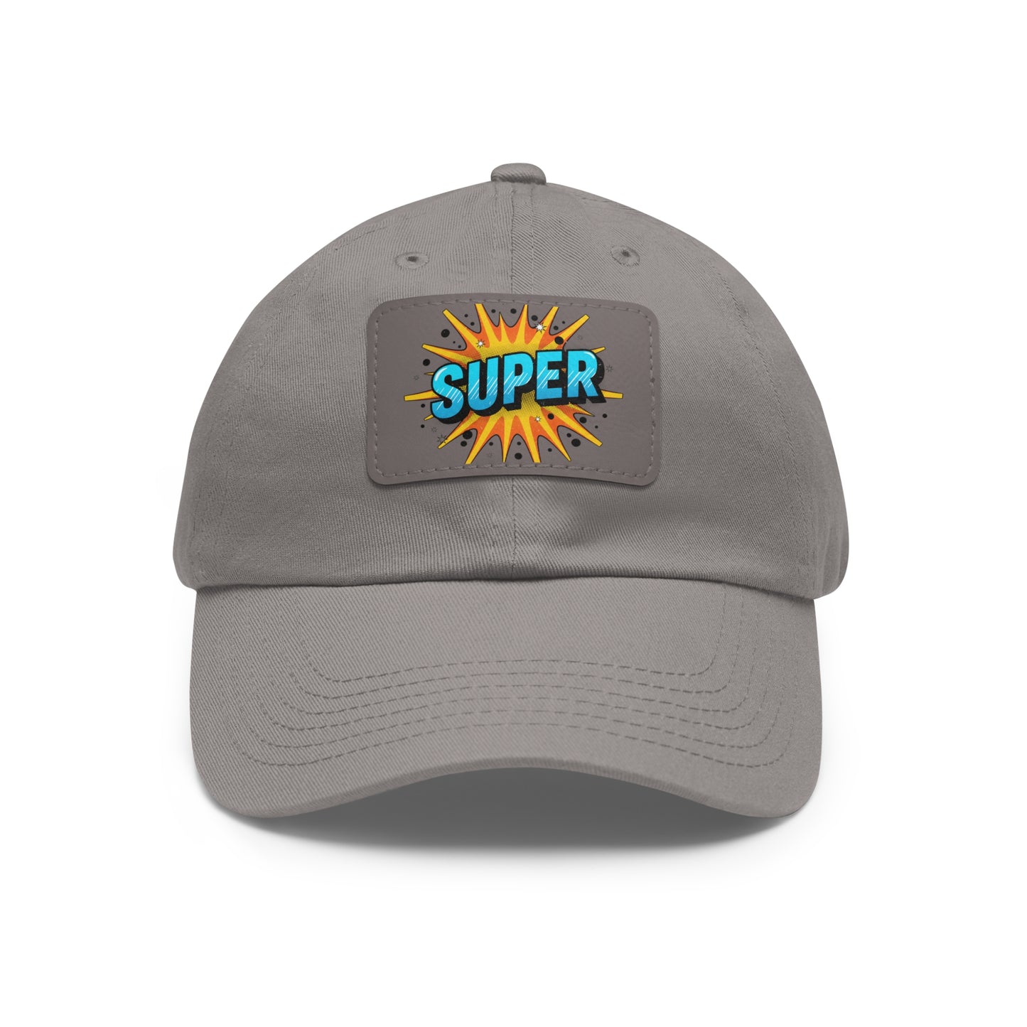 Super Dad Leather Patch Dad Hat — Embroidered 'SUPER' Cap