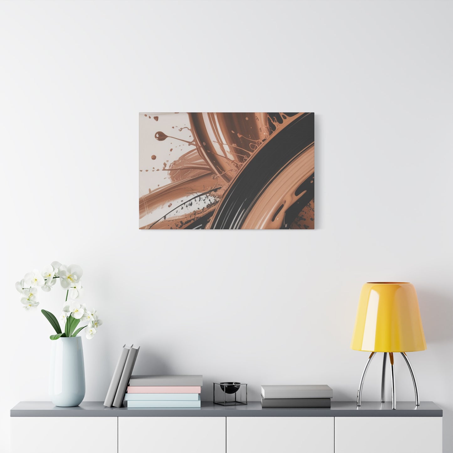 Abstract Brown Swirl Matte Canvas Wall Art (Stretched 1.25")