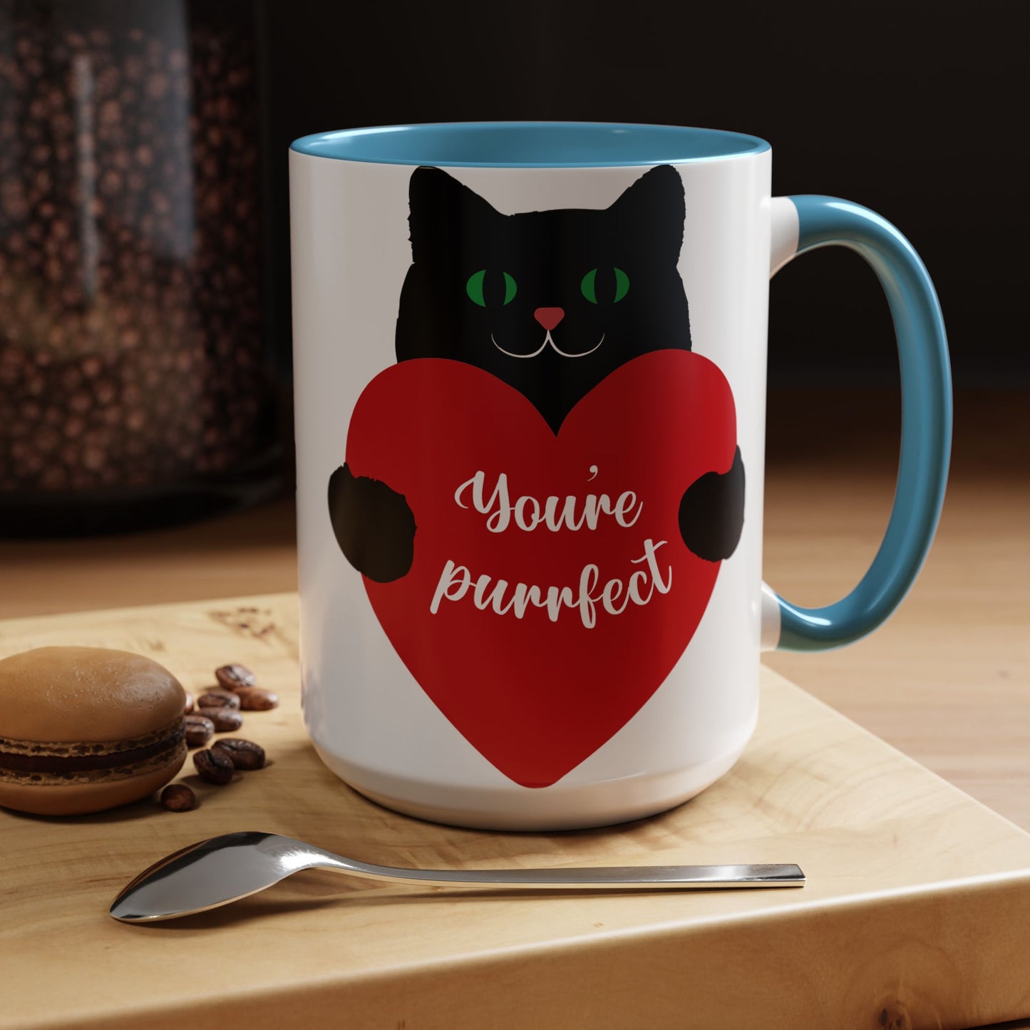Purrfect Cat Heart Accent Coffee Mug – "You're Purrfect" 11/15oz
