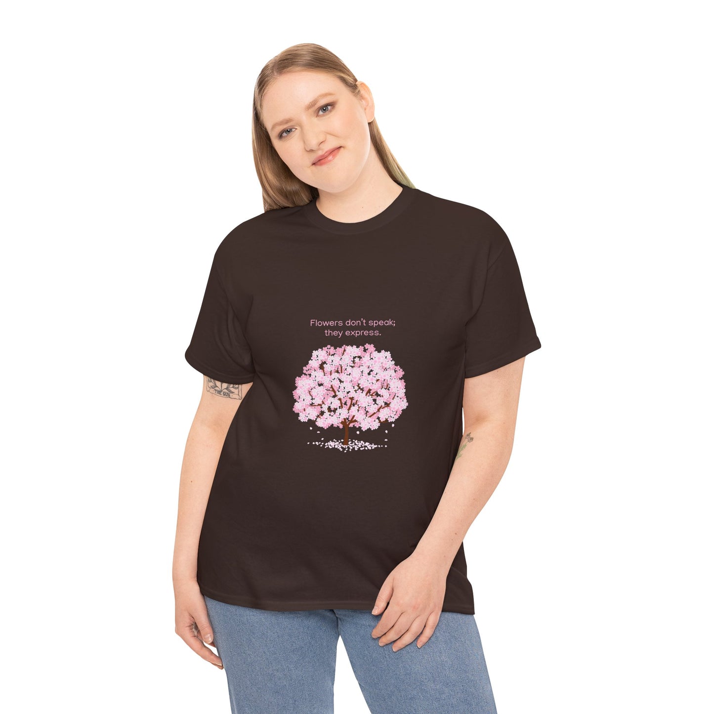 Cherry Blossom Tree T-Shirt — "Flowers don't speak, they express
