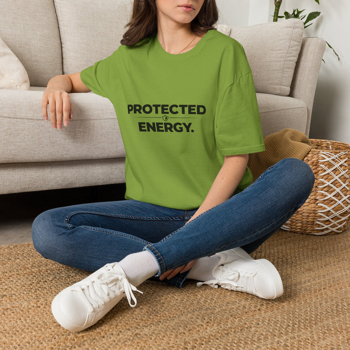 Protected Energy T‑Shirt — Minimalist Spiritual Graphic Tee