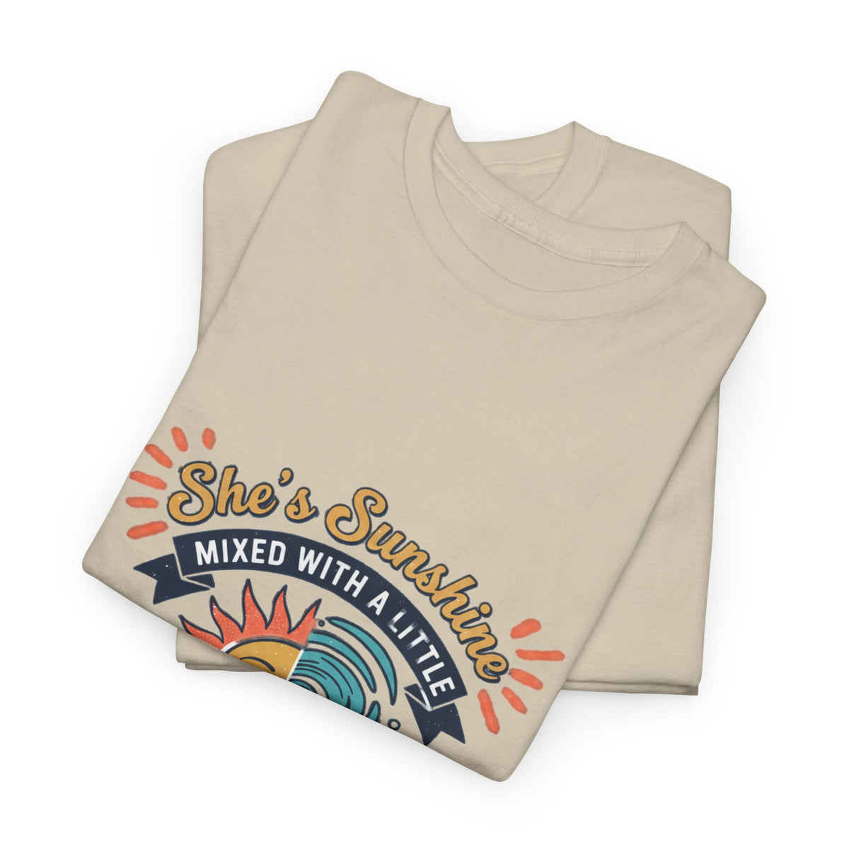 Sun & Sea Hurricane Graphic Tee – Retro Split Sun Wave Design