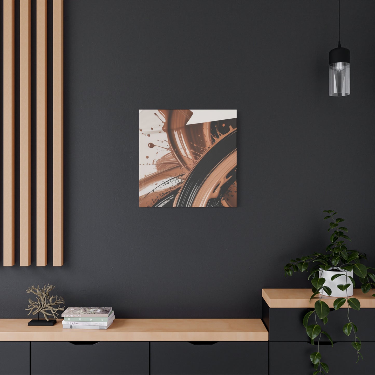 Abstract Brown Swirl Matte Canvas Wall Art (Stretched 1.25")