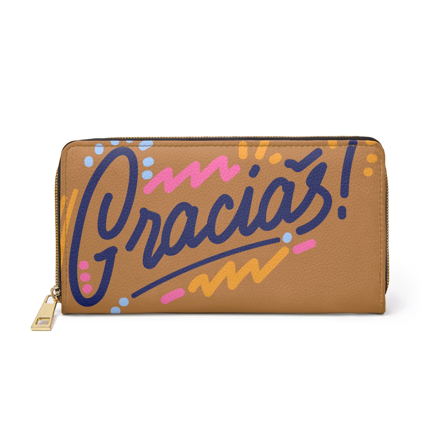 Gracias Zipper Wallet – Colorful Thank You Travel Wallet with Zip Closure