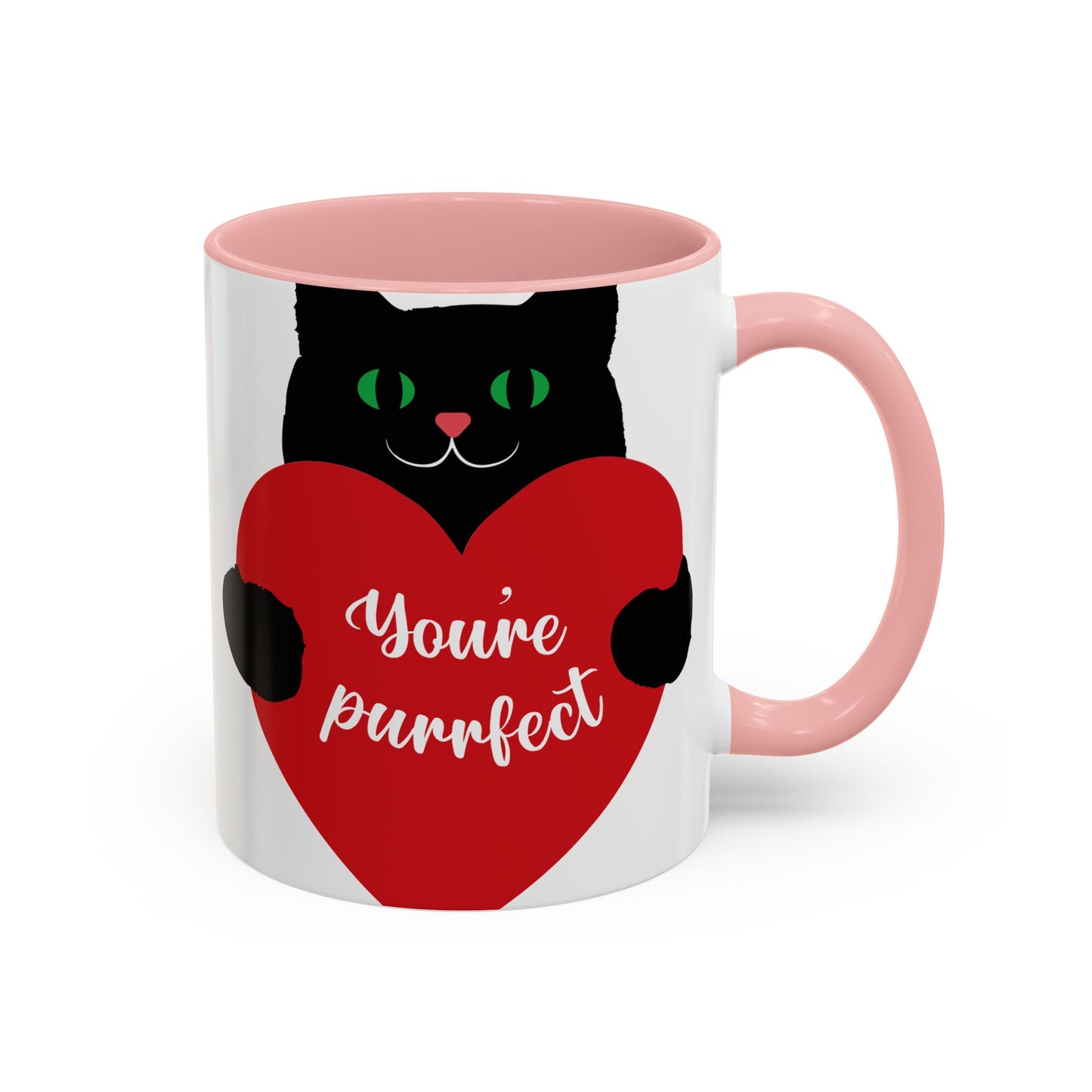 Purrfect Cat Heart Accent Coffee Mug – "You're Purrfect" 11/15oz