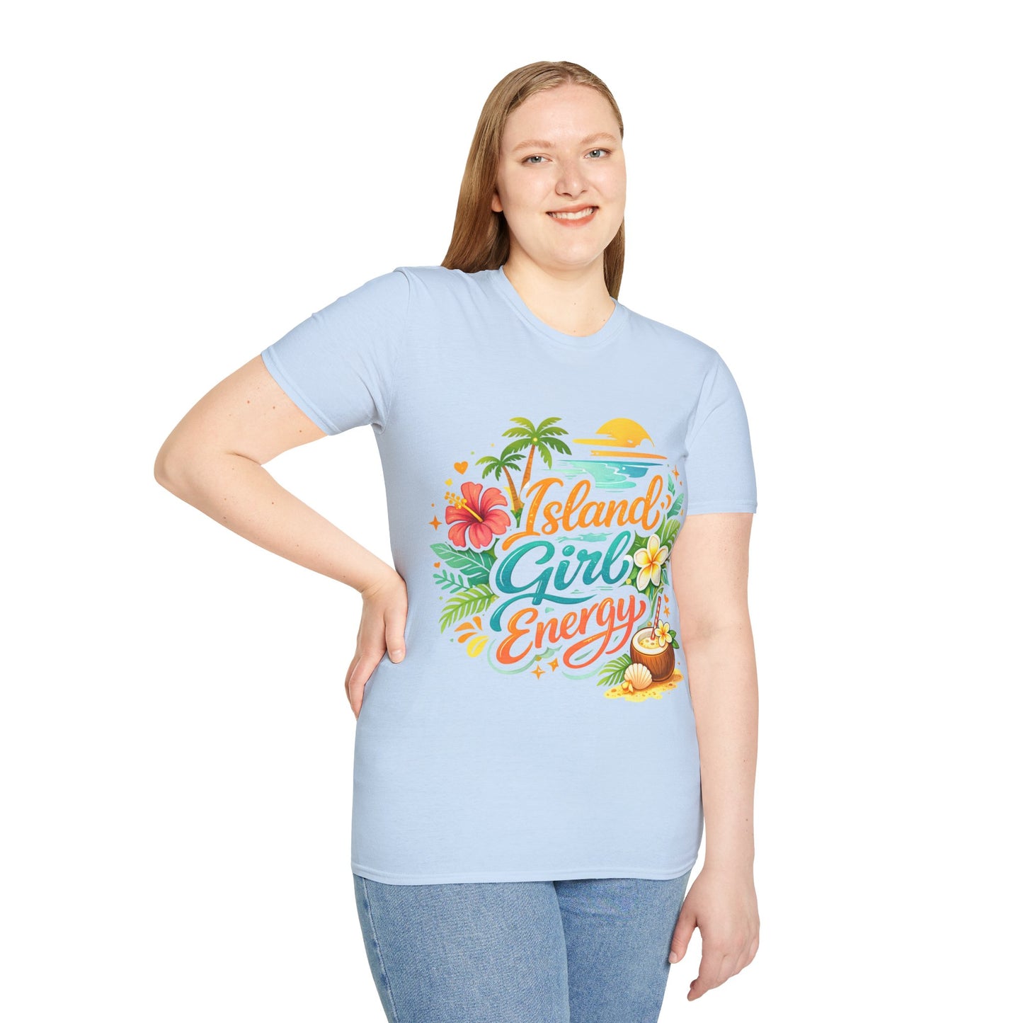 Island Girl Energy T-Shirt – Tropical Floral Sunset Tee