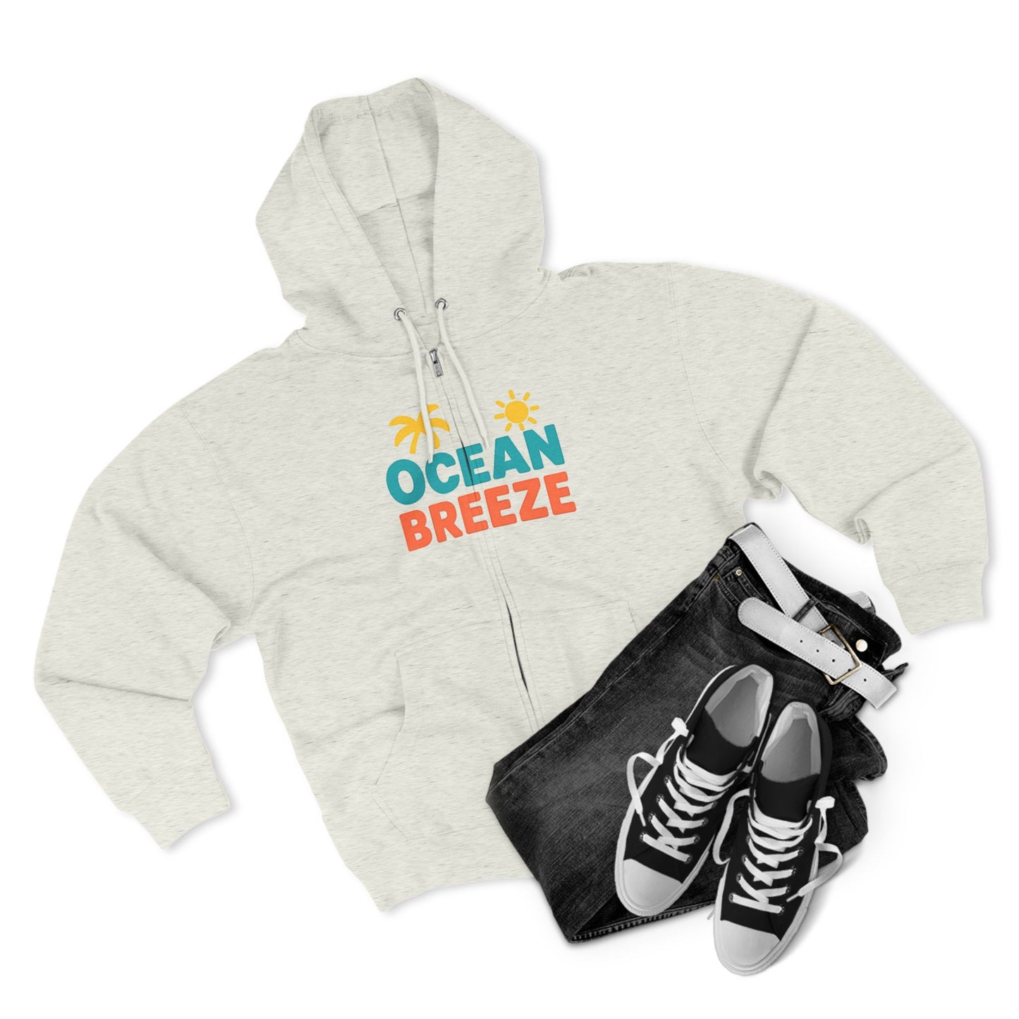 Ocean Breeze Unisex Zip Hoodie, Cozy Lightweight Jacket, Beach Vibes Wear, Summer Evenings Apparel, Ideal Gift for Friends