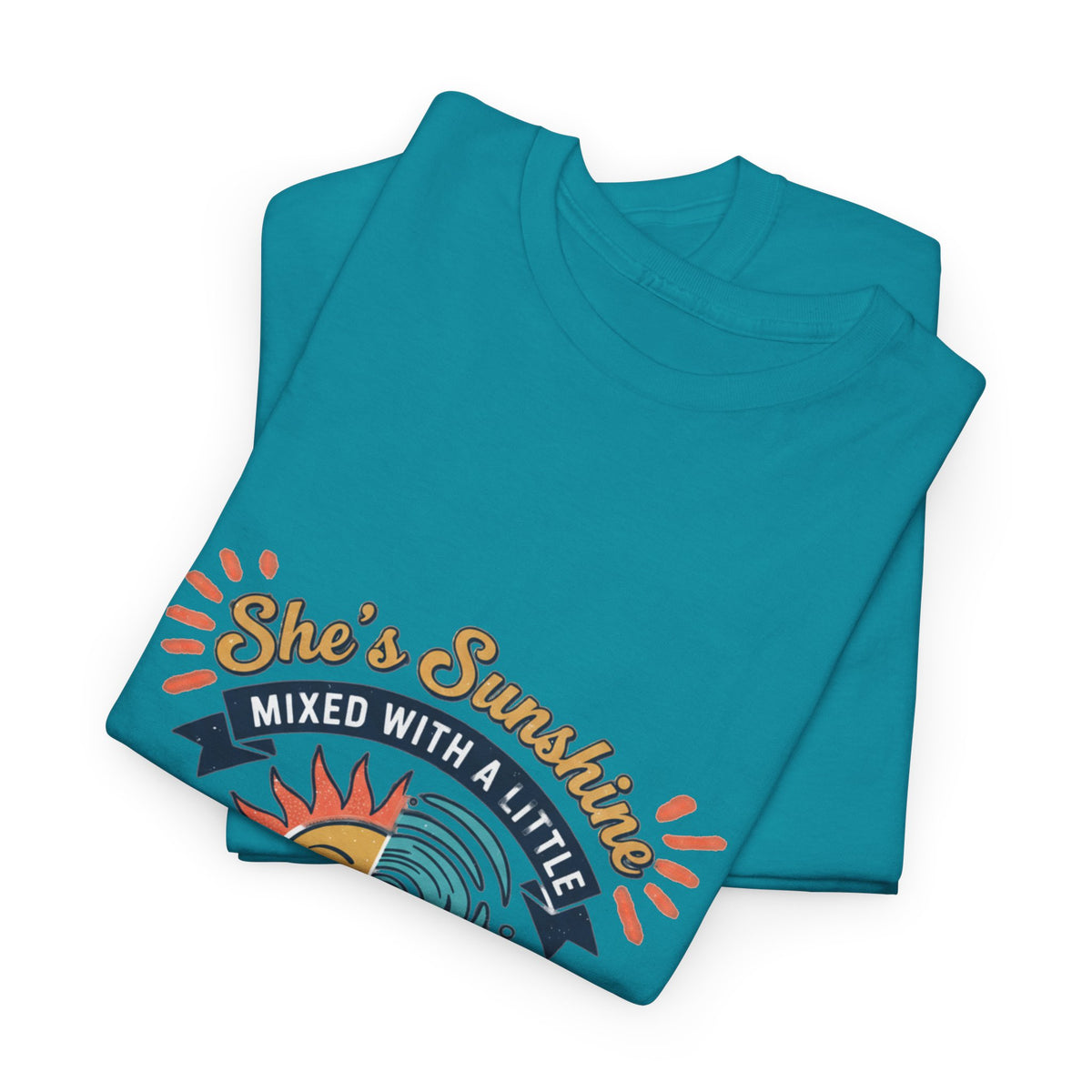 Sun & Sea Hurricane Graphic Tee – Retro Split Sun Wave Design