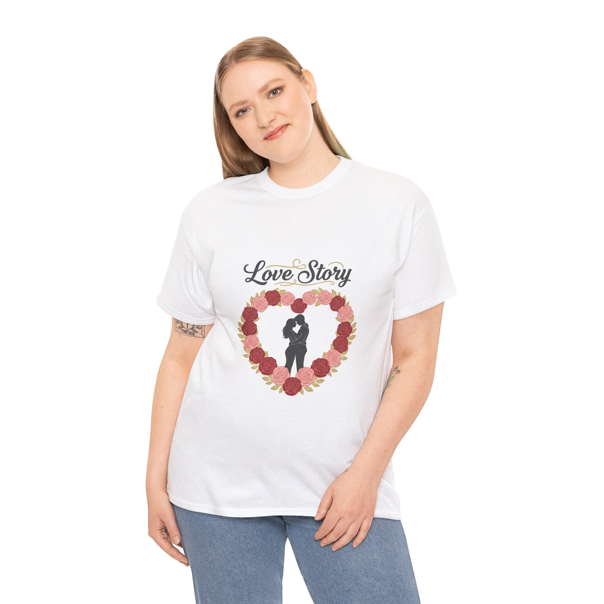 Love Story T-Shirt — 'Love Story' Floral Heart Romance Tee