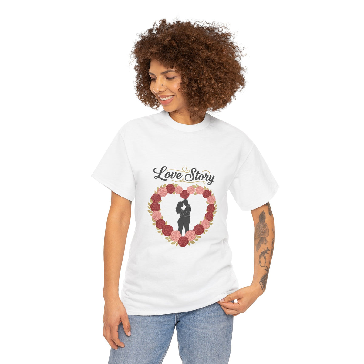 Love Story T-Shirt — 'Love Story' Floral Heart Romance Tee