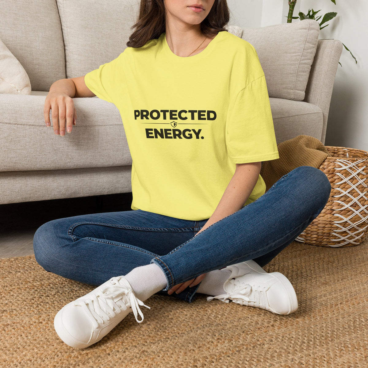 Protected Energy T‑Shirt — Minimalist Spiritual Graphic Tee