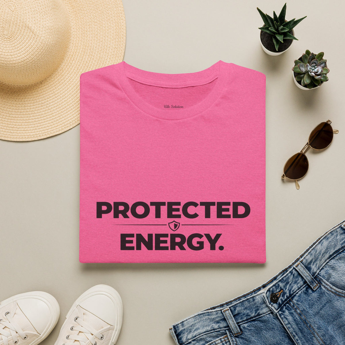 Protected Energy T‑Shirt — Minimalist Spiritual Graphic Tee