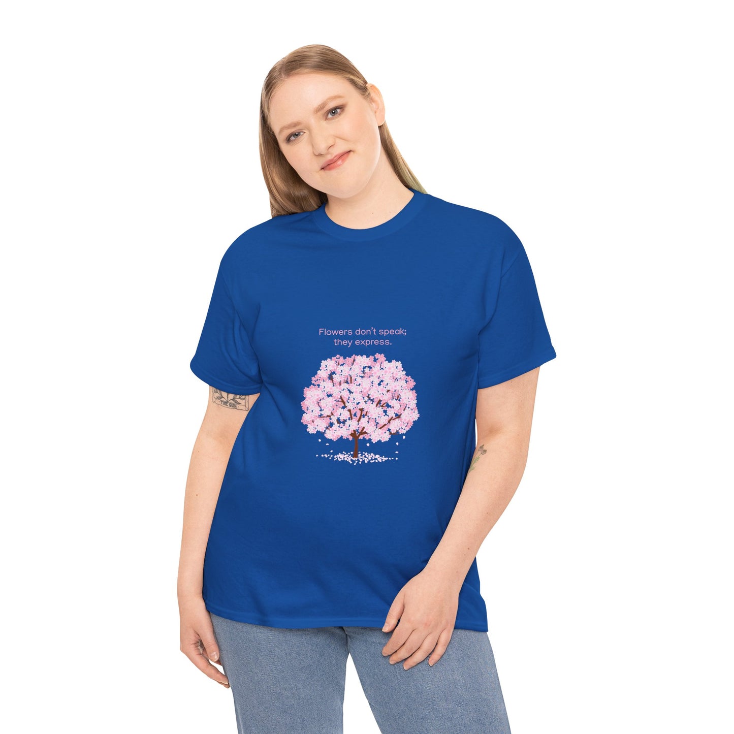 Cherry Blossom Tree T-Shirt — "Flowers don't speak, they express