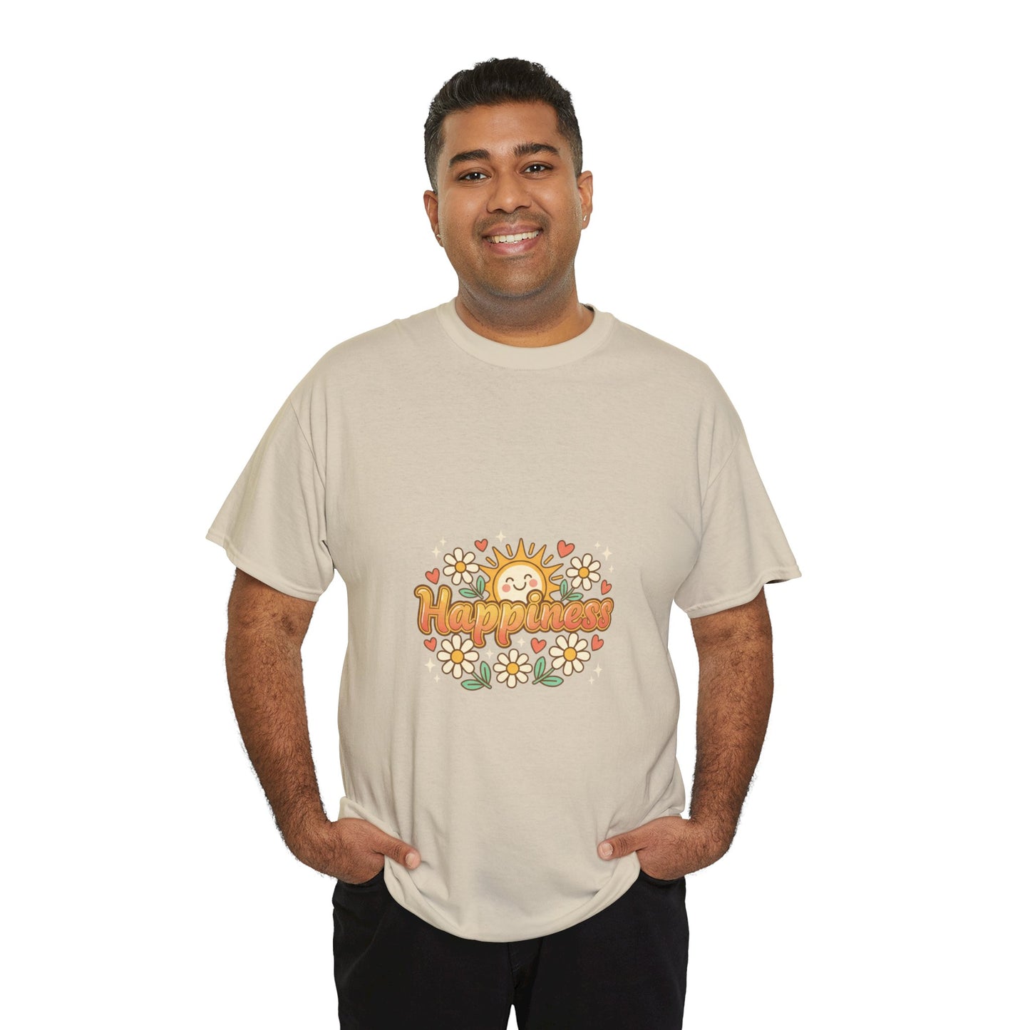 T-Shirt — "Happiness" Retro Sunflower Graphic Tee