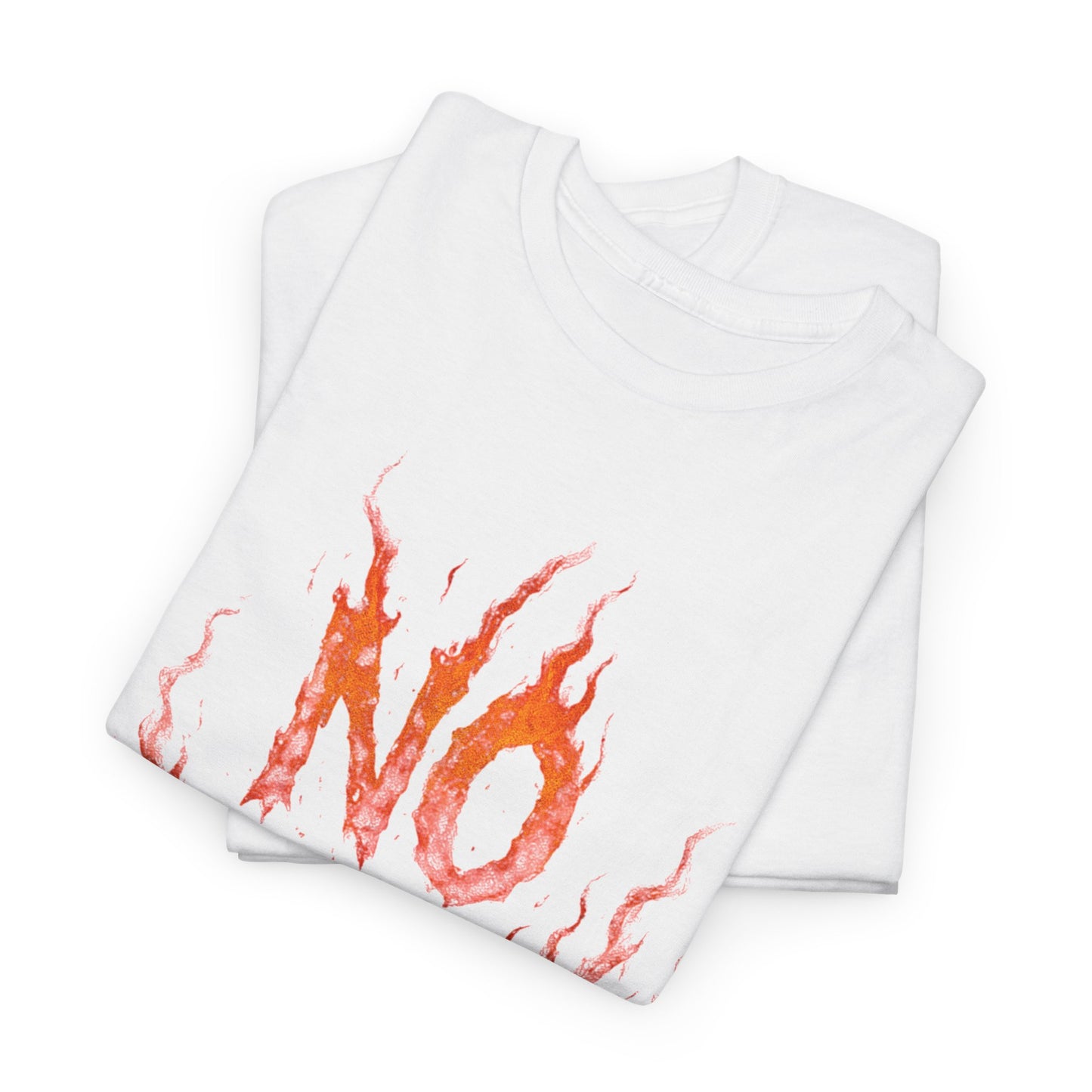 Graphic Tee — 'No Regrets' / 'Proof of Survival' Flame Text Shirt