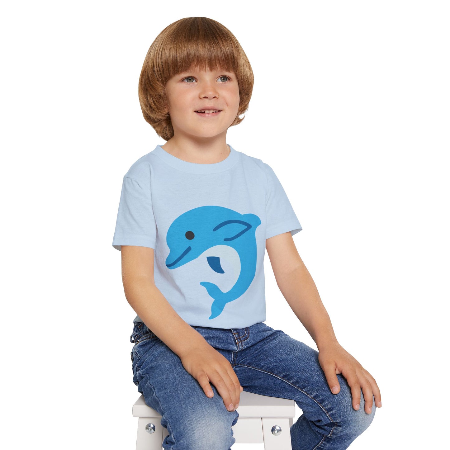 Cute Dolphin Toddler T-shirt, Eco-Friendly Kidswear