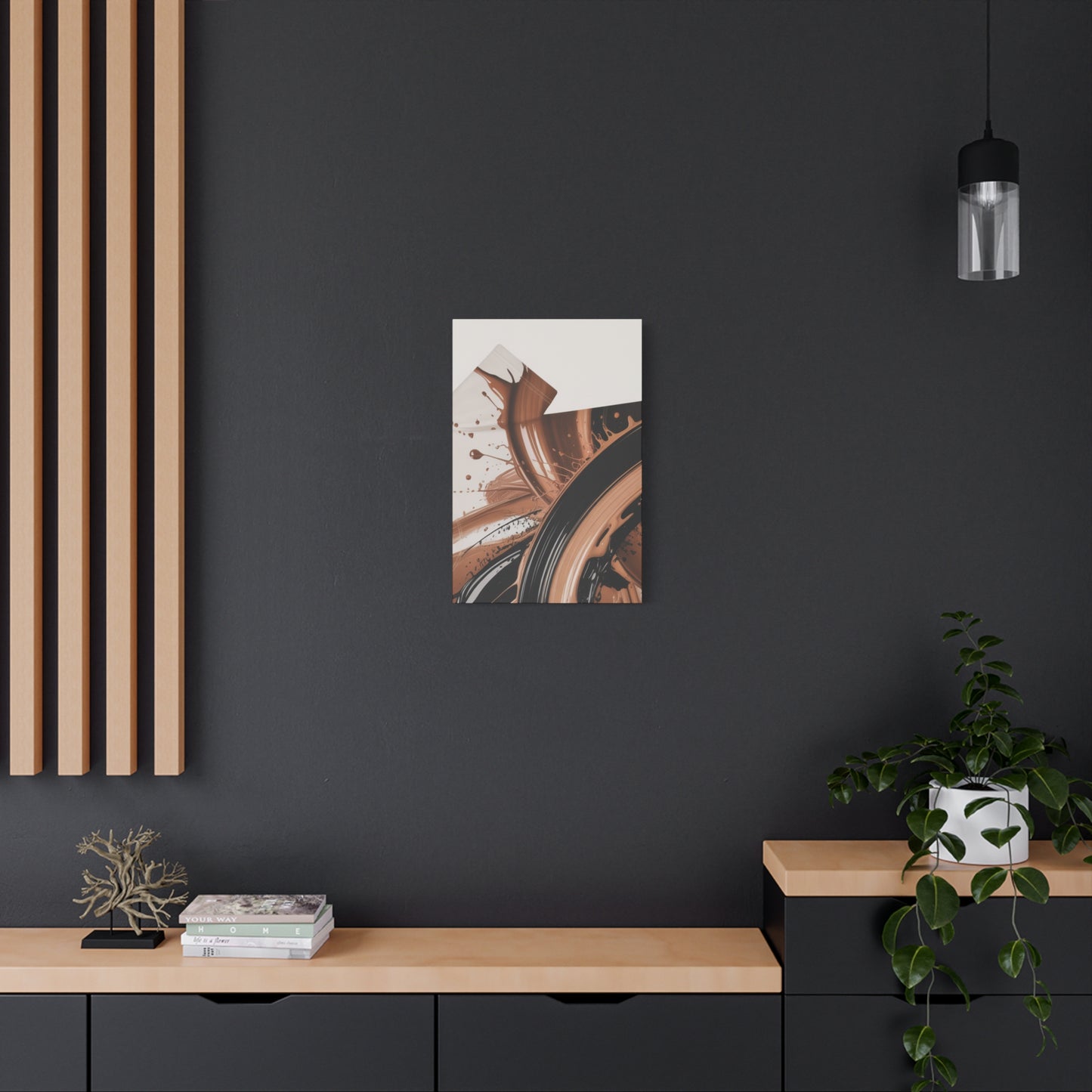 Abstract Brown Swirl Matte Canvas Wall Art (Stretched 1.25")