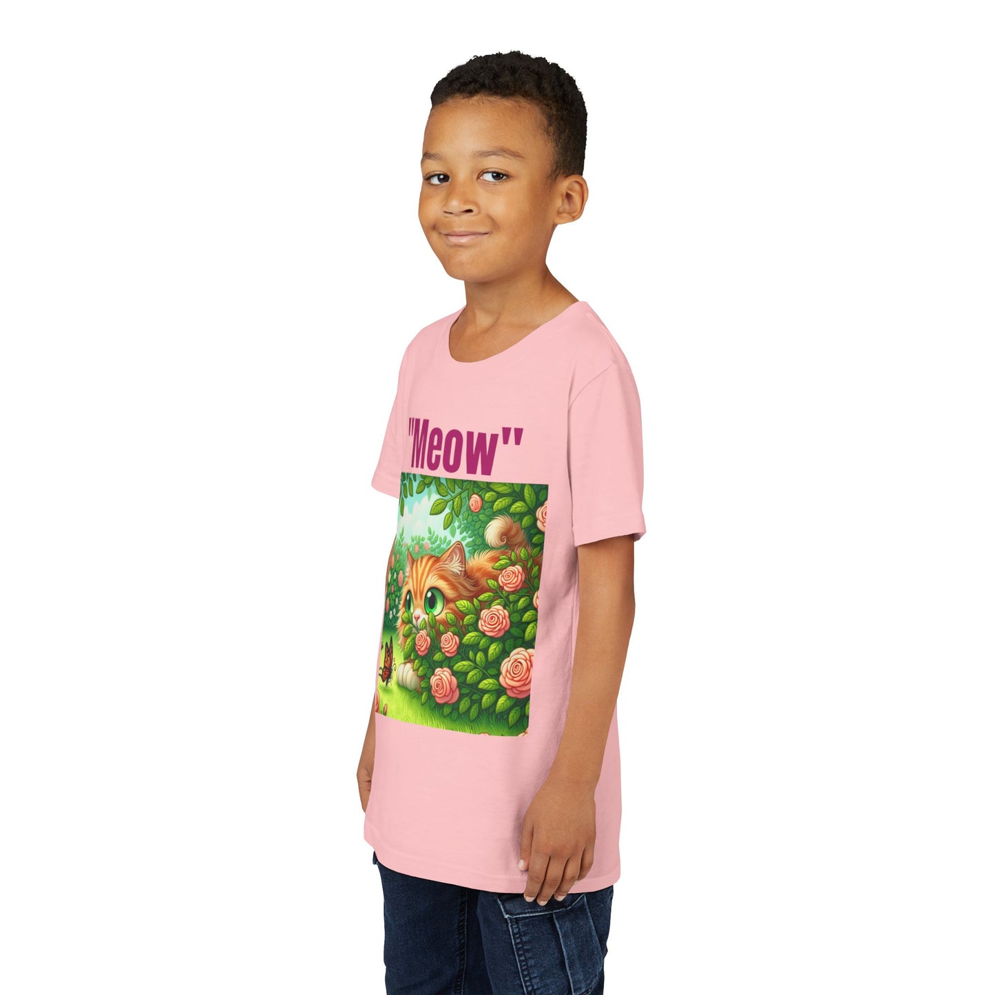 Meow Cat Youth Tee, Cute Kitten Shirt