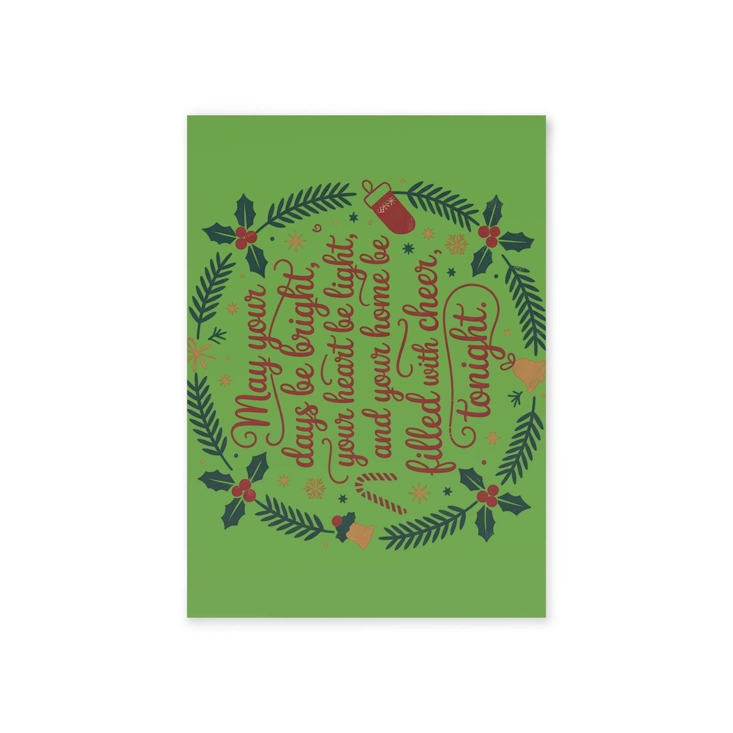 Holiday Cards — Festive Ornament Wreath Two-Sided Christmas Greeting Cards
