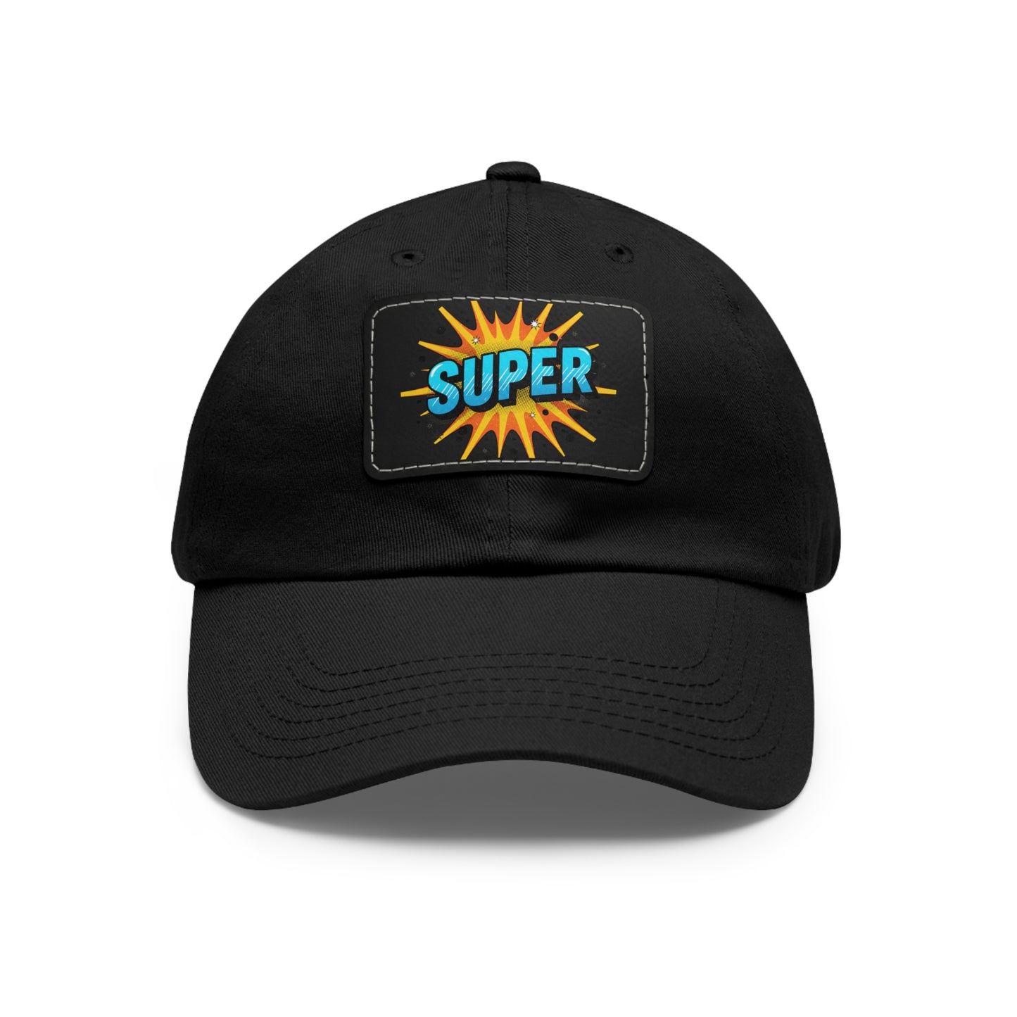Super Dad Leather Patch Dad Hat — Embroidered 'SUPER' Cap