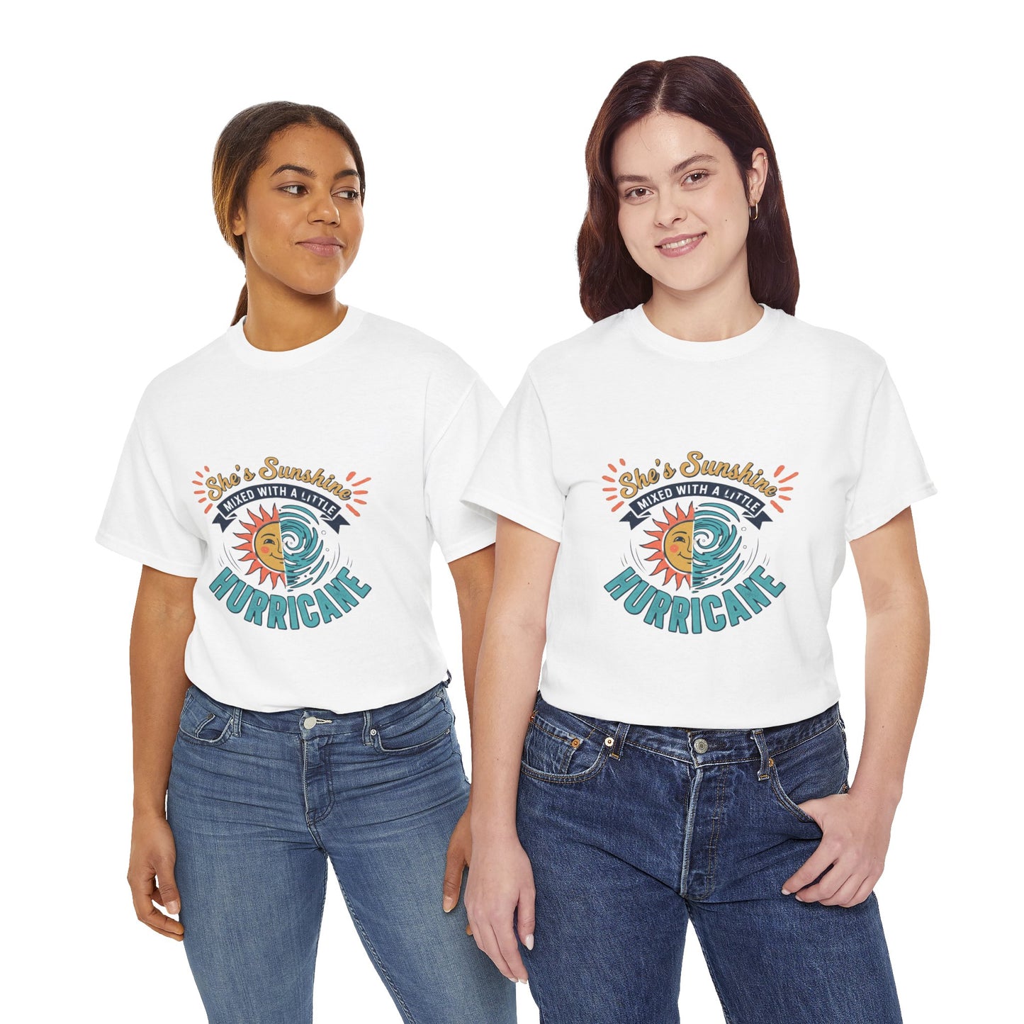 Sun & Sea Hurricane Graphic Tee – Retro Split Sun Wave Design
