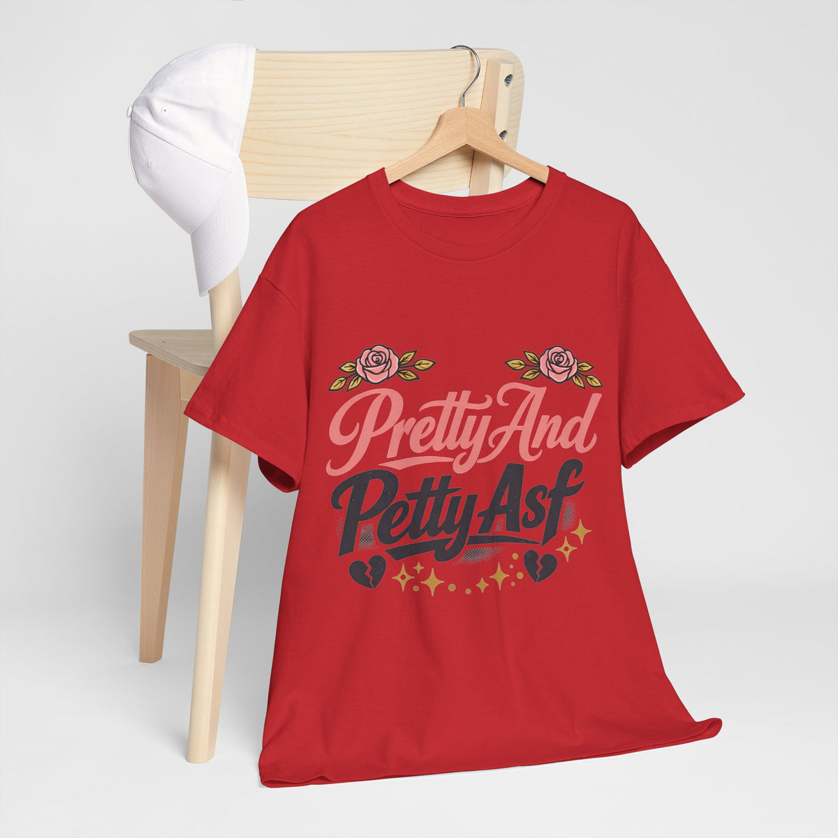 Pretty And Petty Asf Tee — Floral Retro Slogan T‑Shirt