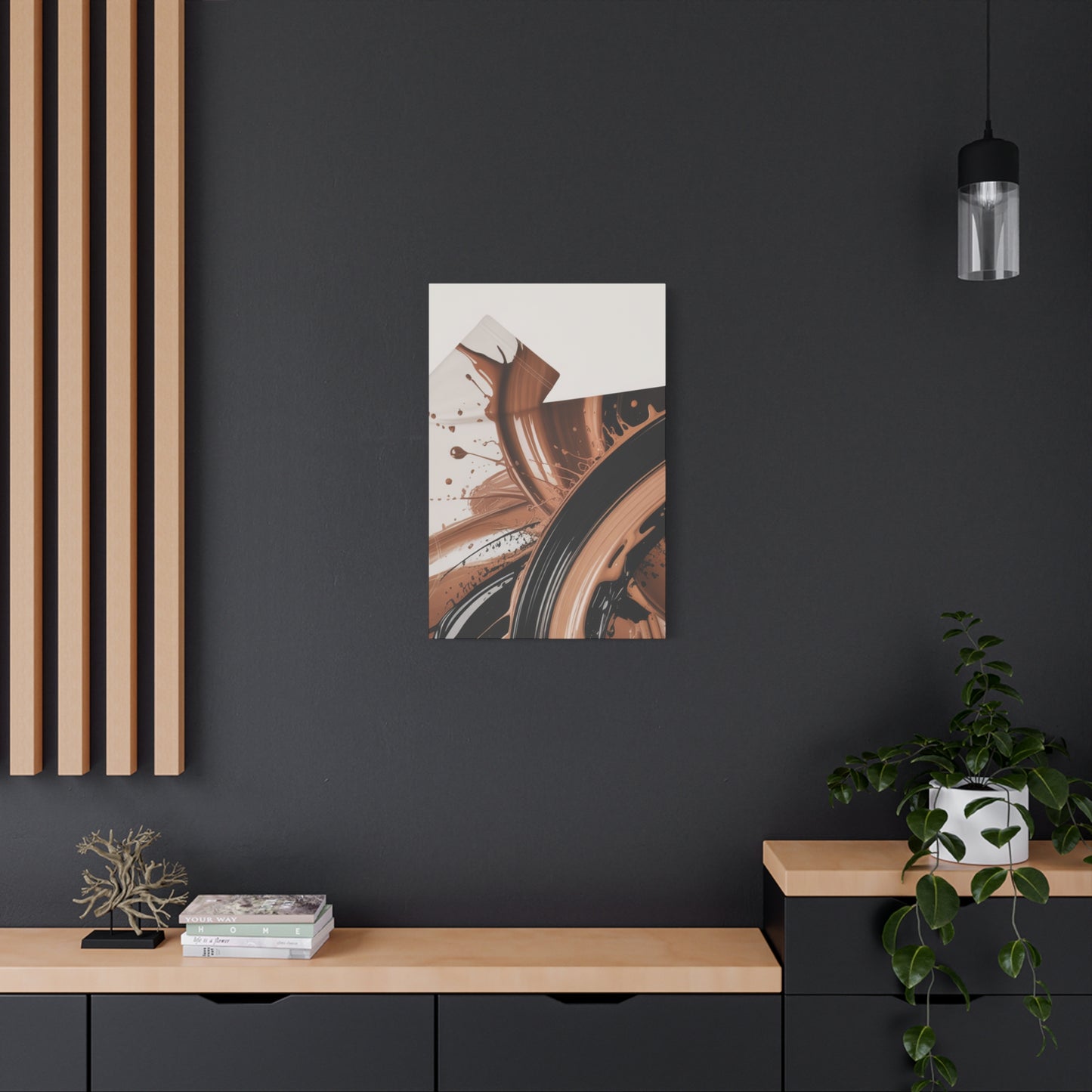 Abstract Brown Swirl Matte Canvas Wall Art (Stretched 1.25")