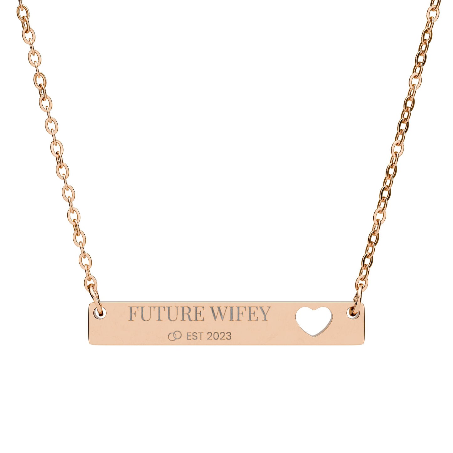 Personalized Cutout Heart Bar Necklace