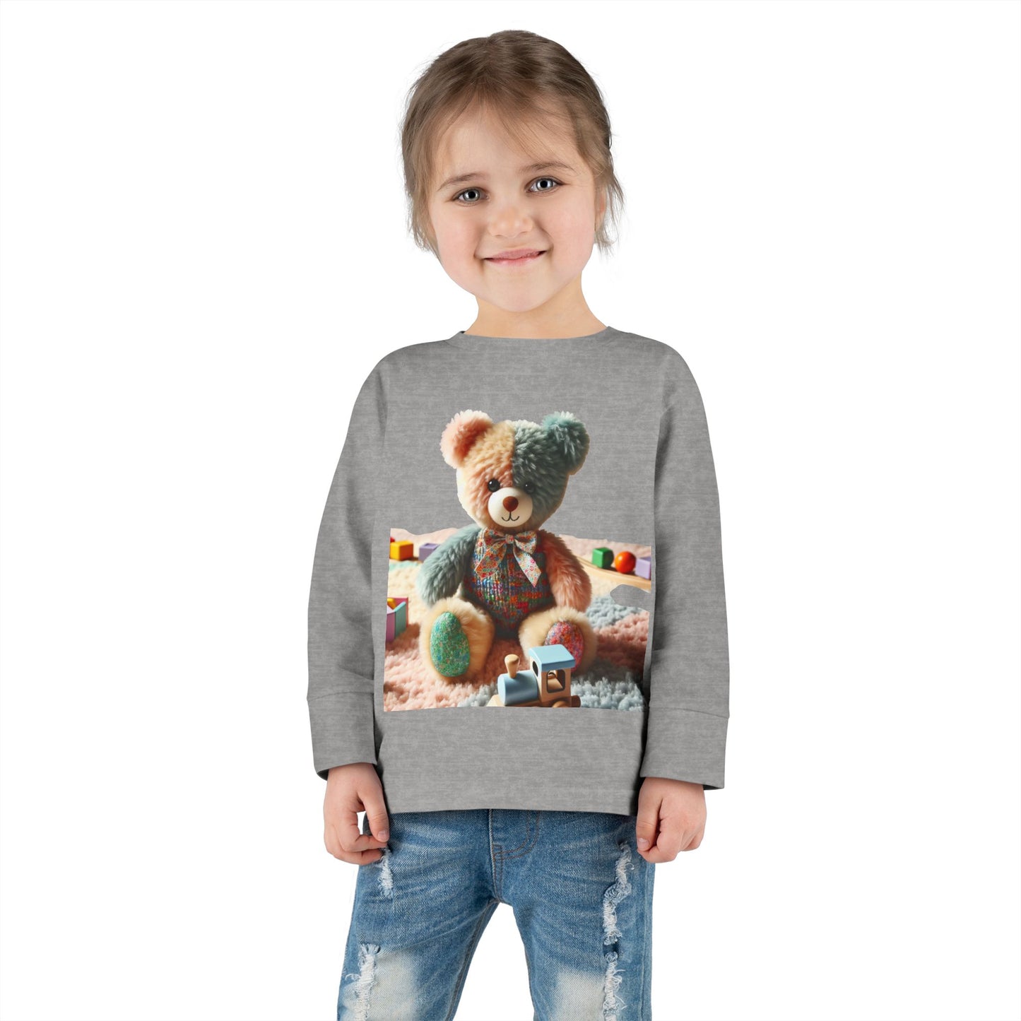 Toddler Long Sleeve Tee with Adorable Bear Design, Cute Kids Shirt, Gift for Toddlers, Birthday Outfit, Baby Shower Gift
