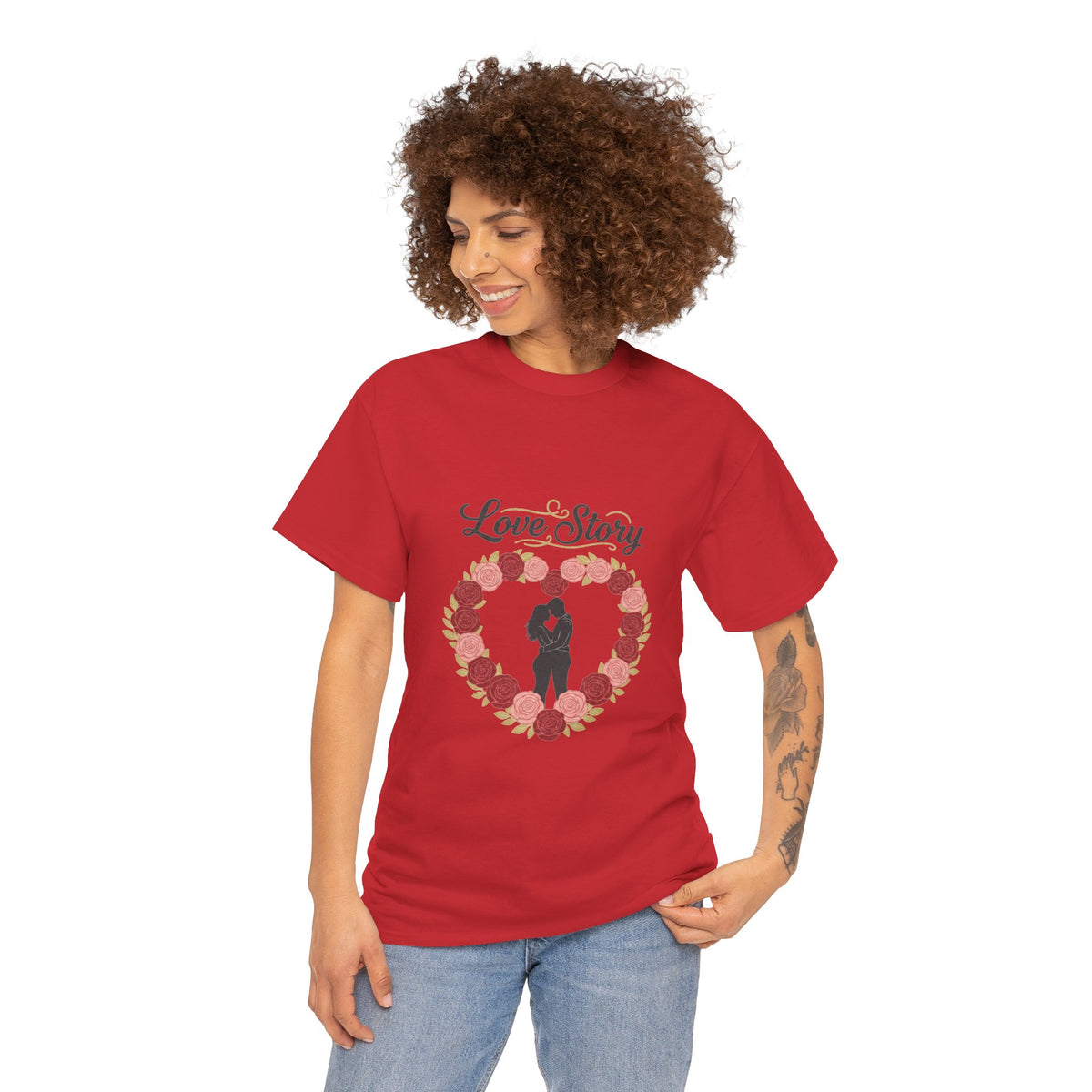 Love Story T-Shirt — 'Love Story' Floral Heart Romance Tee