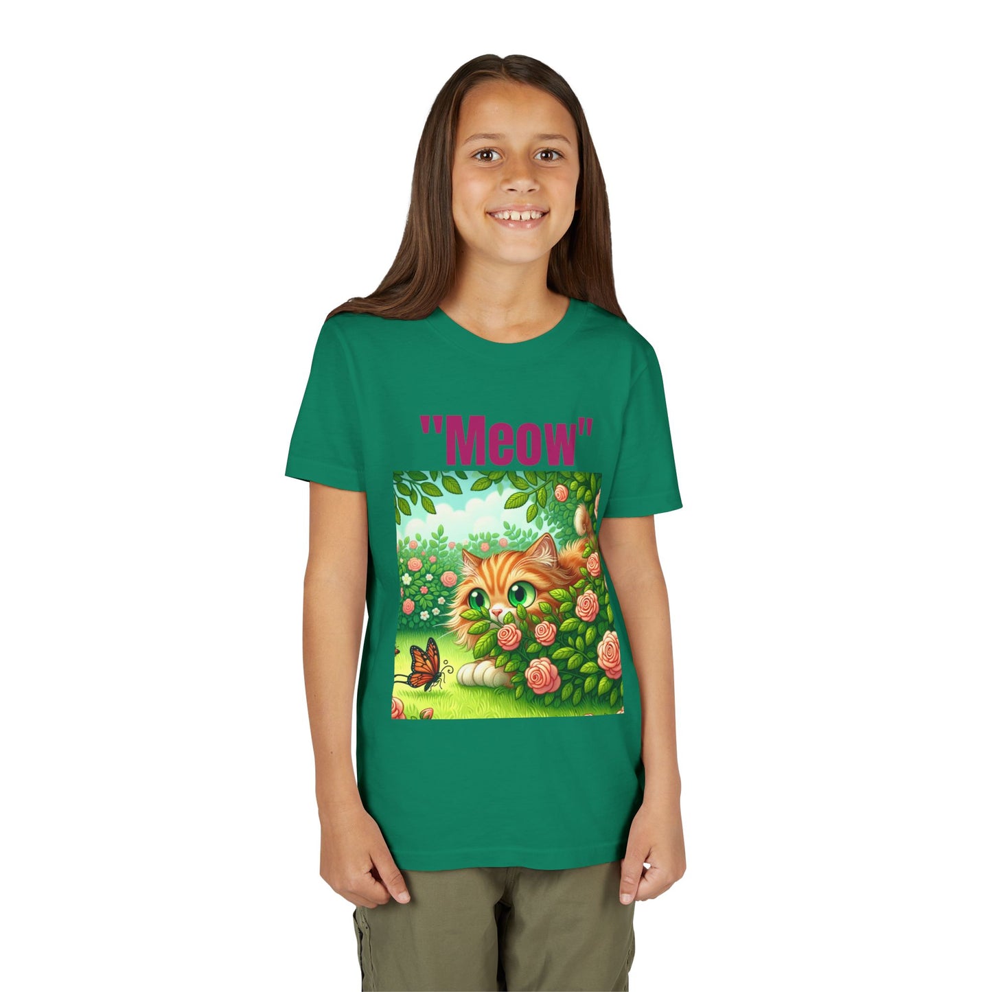 Meow Cat Youth Tee, Cute Kitten Shirt