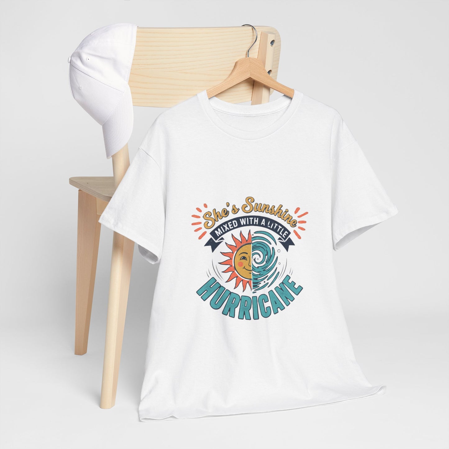 Sun & Sea Hurricane Graphic Tee – Retro Split Sun Wave Design