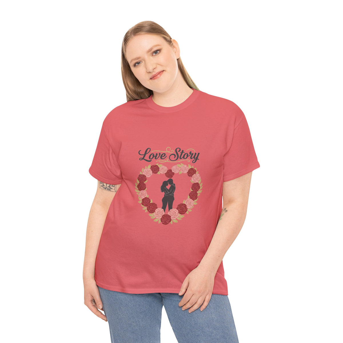 Love Story T-Shirt — 'Love Story' Floral Heart Romance Tee