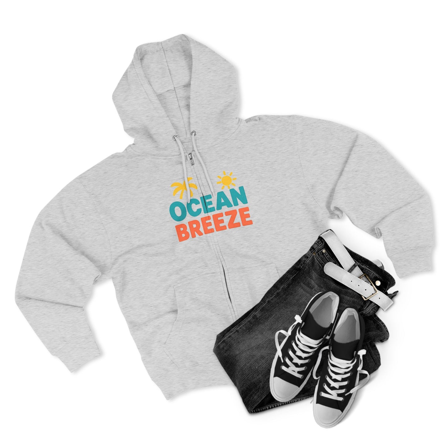 Ocean Breeze Unisex Zip Hoodie, Cozy Lightweight Jacket, Beach Vibes Wear, Summer Evenings Apparel, Ideal Gift for Friends