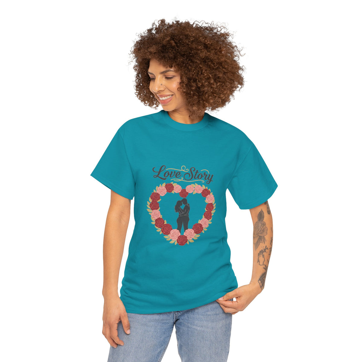 Love Story T-Shirt — 'Love Story' Floral Heart Romance Tee