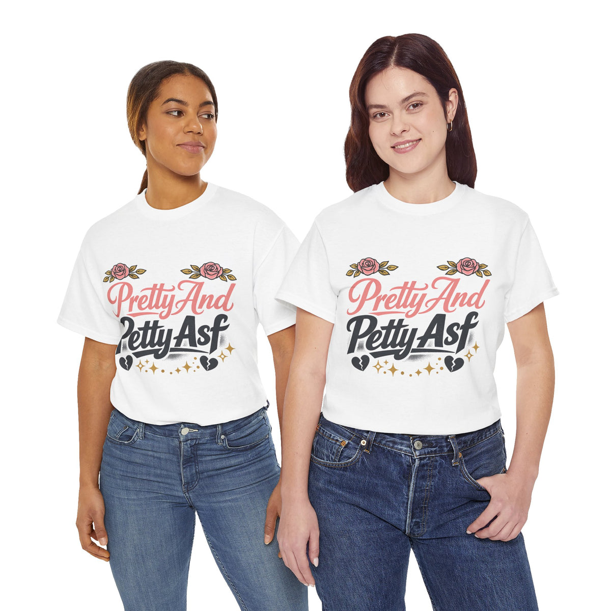 Pretty And Petty Asf Tee — Floral Retro Slogan T‑Shirt