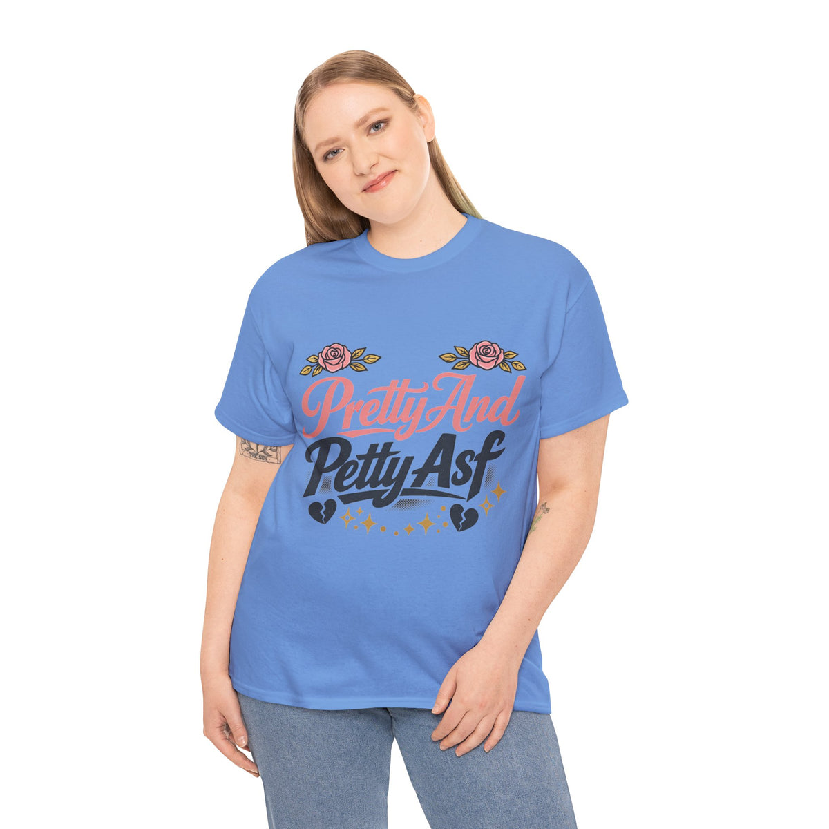 Pretty And Petty Asf Tee — Floral Retro Slogan T‑Shirt