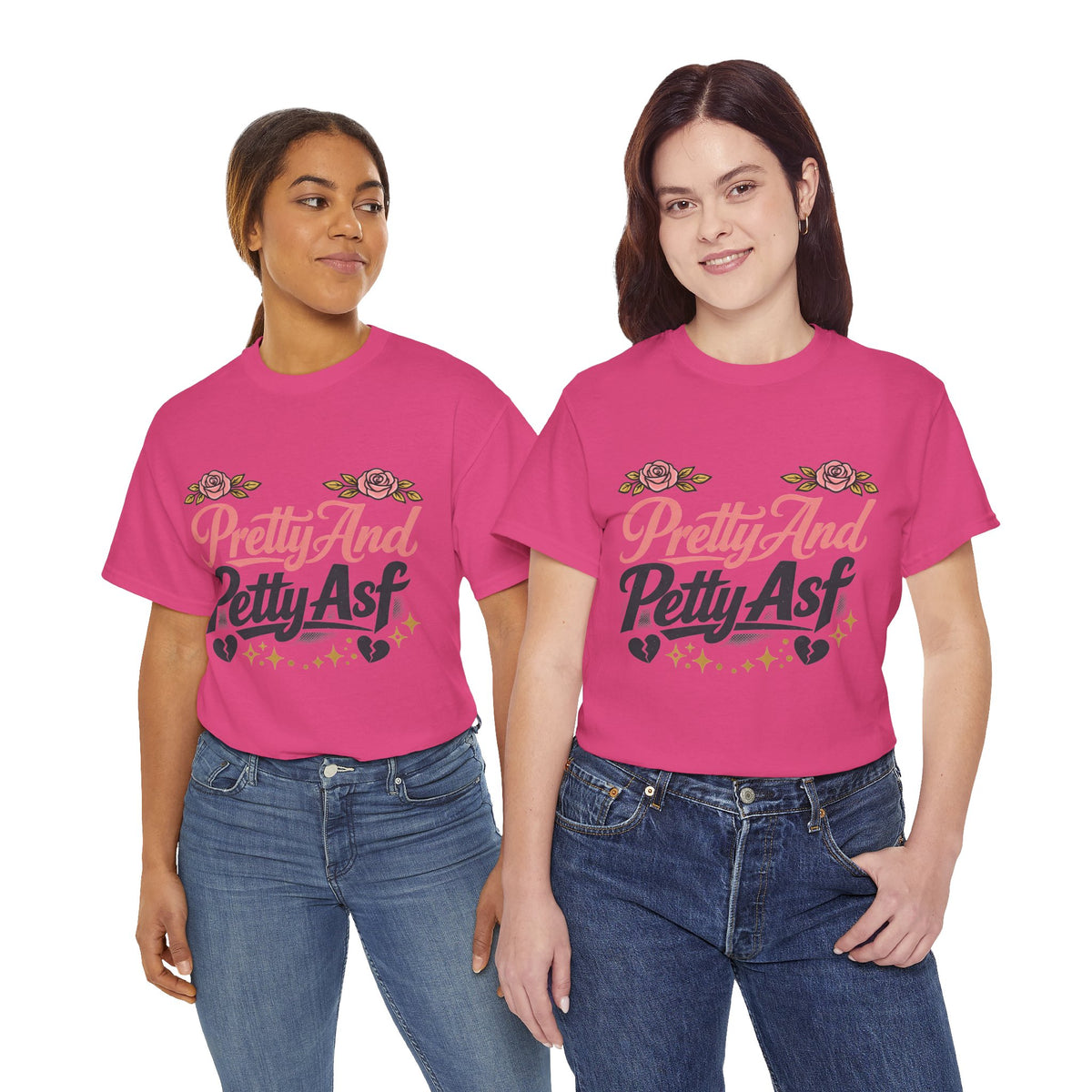 Pretty And Petty Asf Tee — Floral Retro Slogan T‑Shirt