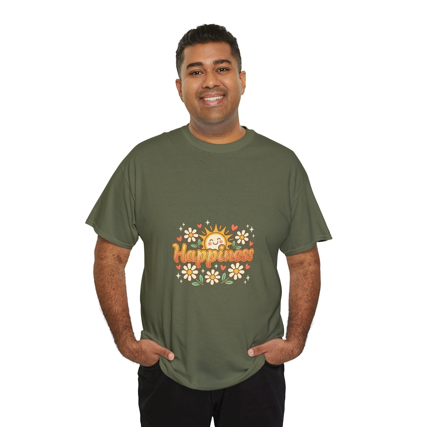 T-Shirt — "Happiness" Retro Sunflower Graphic Tee