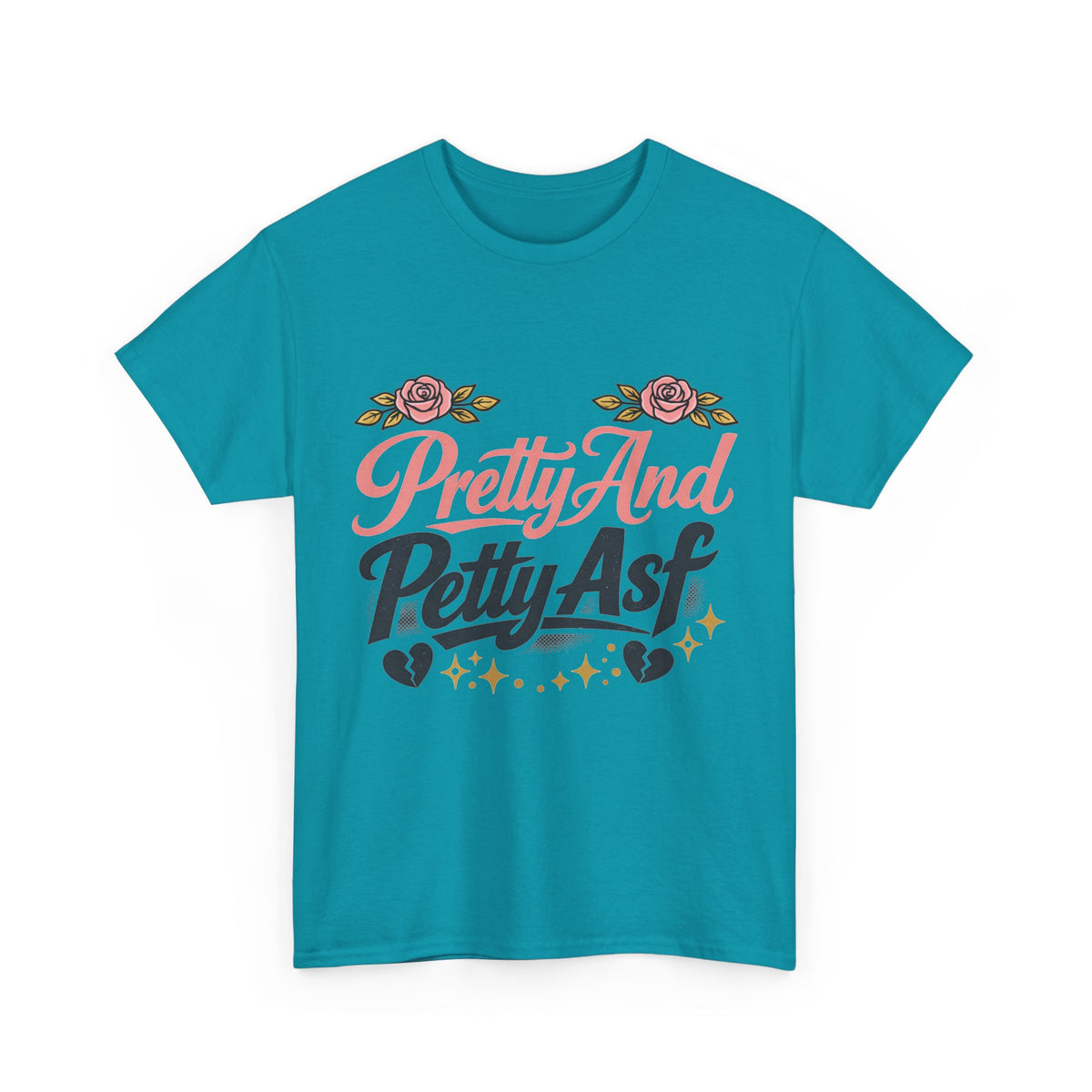 Pretty And Petty Asf Tee — Floral Retro Slogan T‑Shirt
